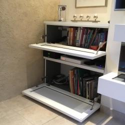 custom stereo and equipment cabinet in white aluminum 