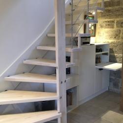 custom desk under stairs in white aluminum design by IMDesign