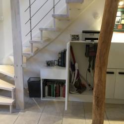 custom desk under stairs in white aluminum design by IMDesign