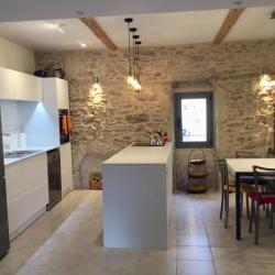 white textured aluminum non-toxic kitchen cabinets stone wall Languedoc Rousillon Pezenas