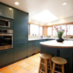 rustic kitchen in dark green aluminum non-toxic and sustainable