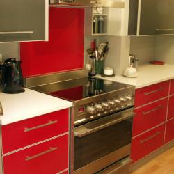 non-toxic sustainable aluminum kitchen in red by IMDesign