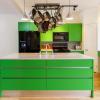 non-toxic aluminum cabinetry in bold and bright green apple