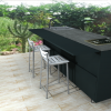 Computer rendering of Outdoor aluminum kitchen on wheels in violet purple